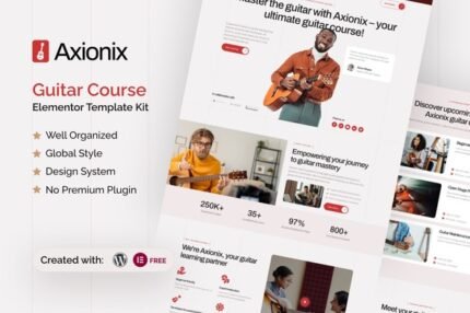Axionix 1.0 – Guitar Course Elementor Template Kit