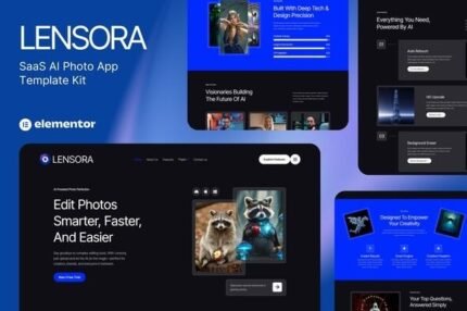 Lensora 1.0 – SaaS AI Photo App Website Elementor Template Kit