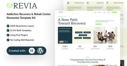 Revia – Addiction Recovery & Rehab Center Elementor Template Kit