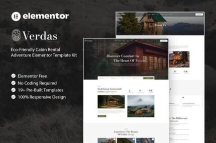 Verdas – Eco-Friendly Cabin Rental Adventure Elementor Template Kit